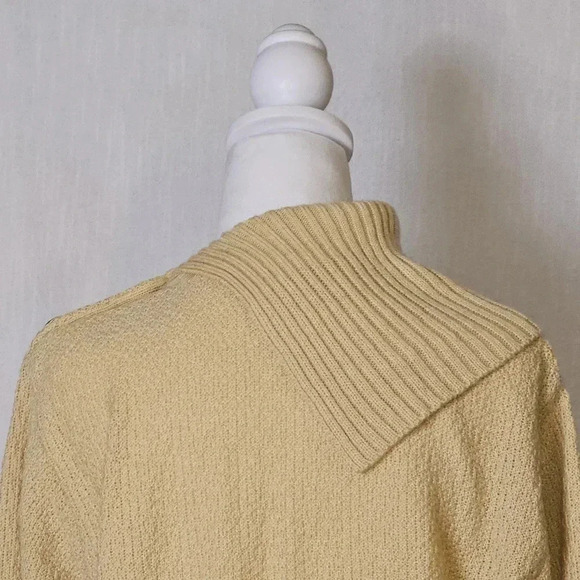 Vintage Hunters Run Gold Long Sleeve Button Cowl Neck Womens Sweater Sz M - Picture 3 of 12